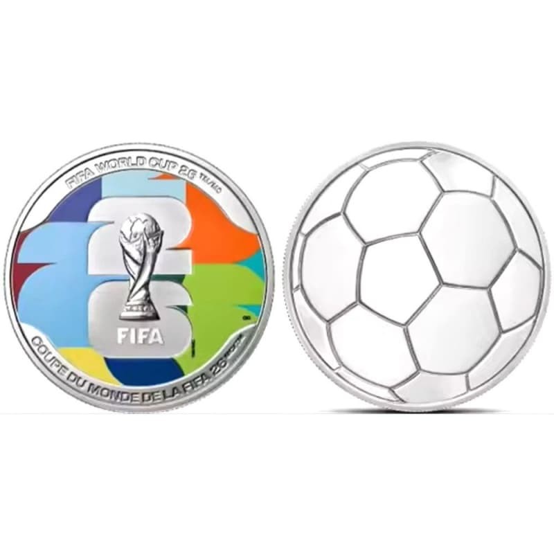 FIFA World Cup 2026 Silver Coin -USA Canada Mexico Portugal Old Foot Ball Soccer