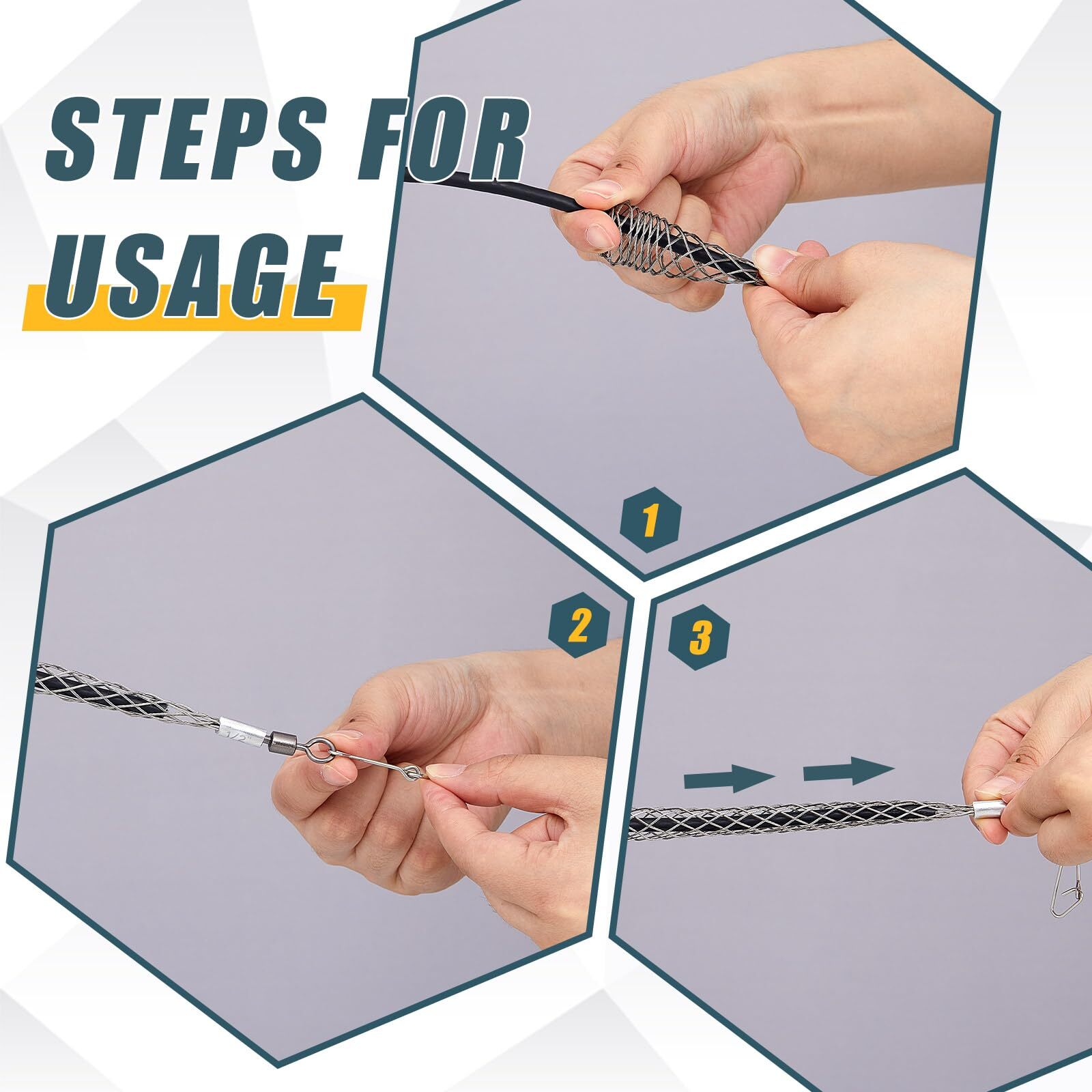 2 Pack 1/2 Inch Wire Pulling Grip Mesh Cable Pulls Cable Pulling Grip Sock