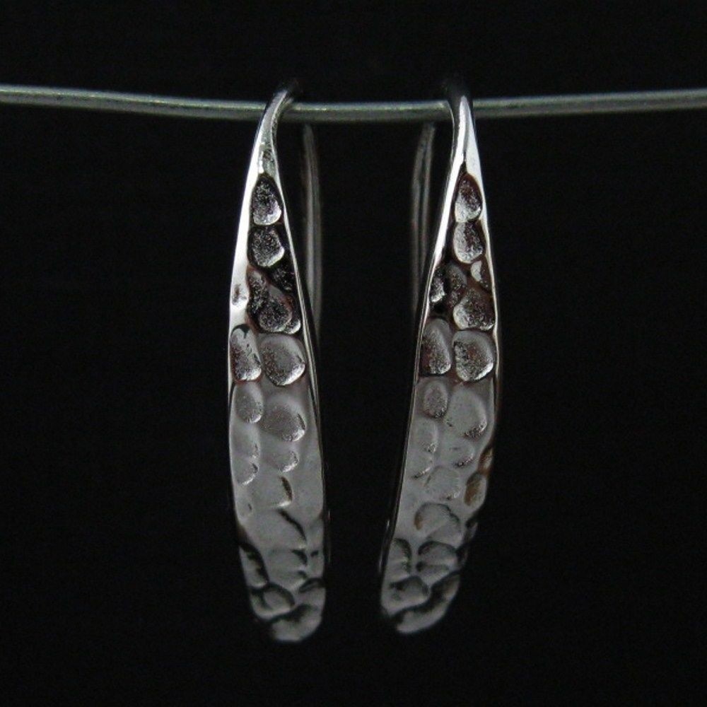 Sterling Silver Hammered Earwire - 24mm by 4mm (1 pair)