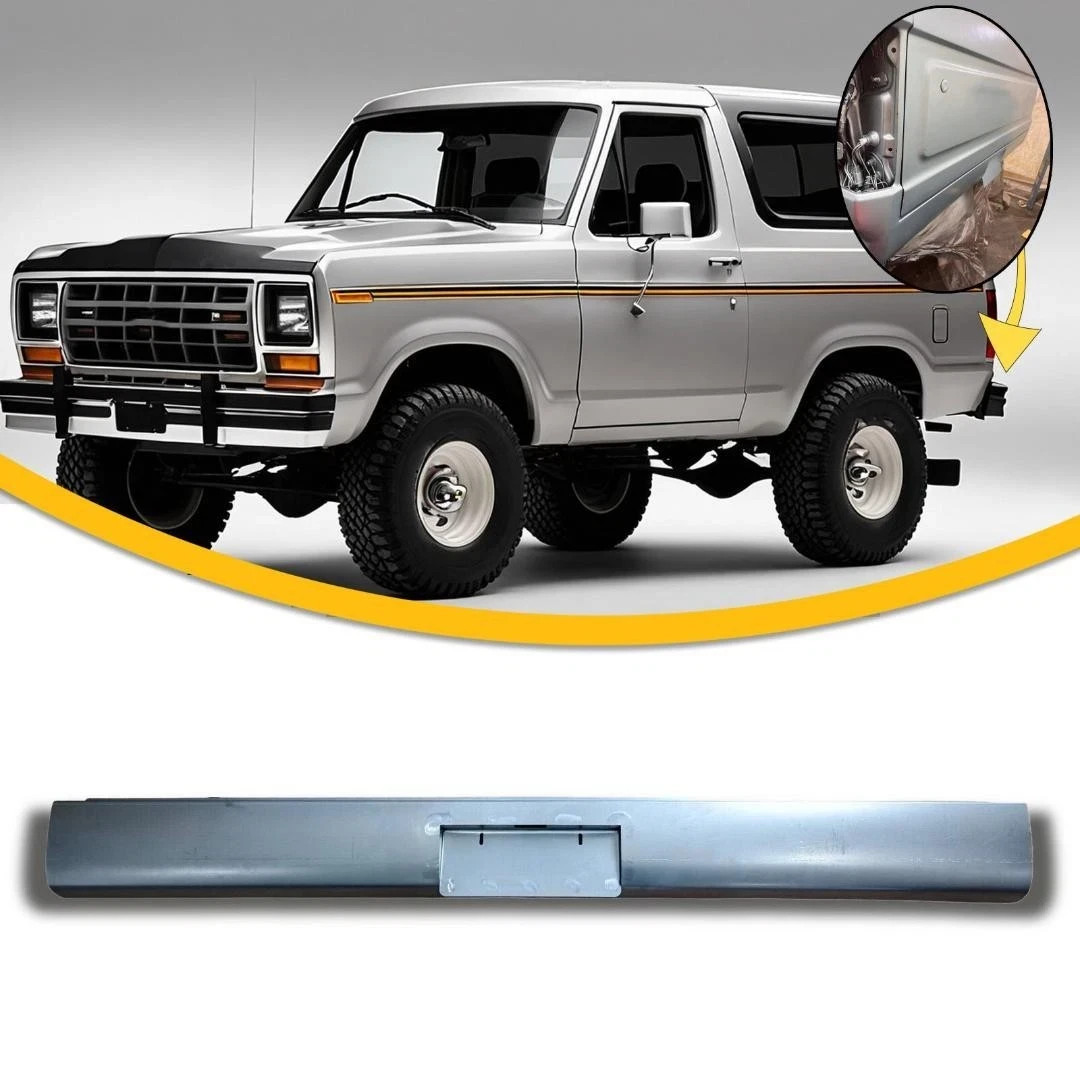 Rear Bumper Steel Roll Pan Fits 1980-1986 Ford Bronco  W/ License Center