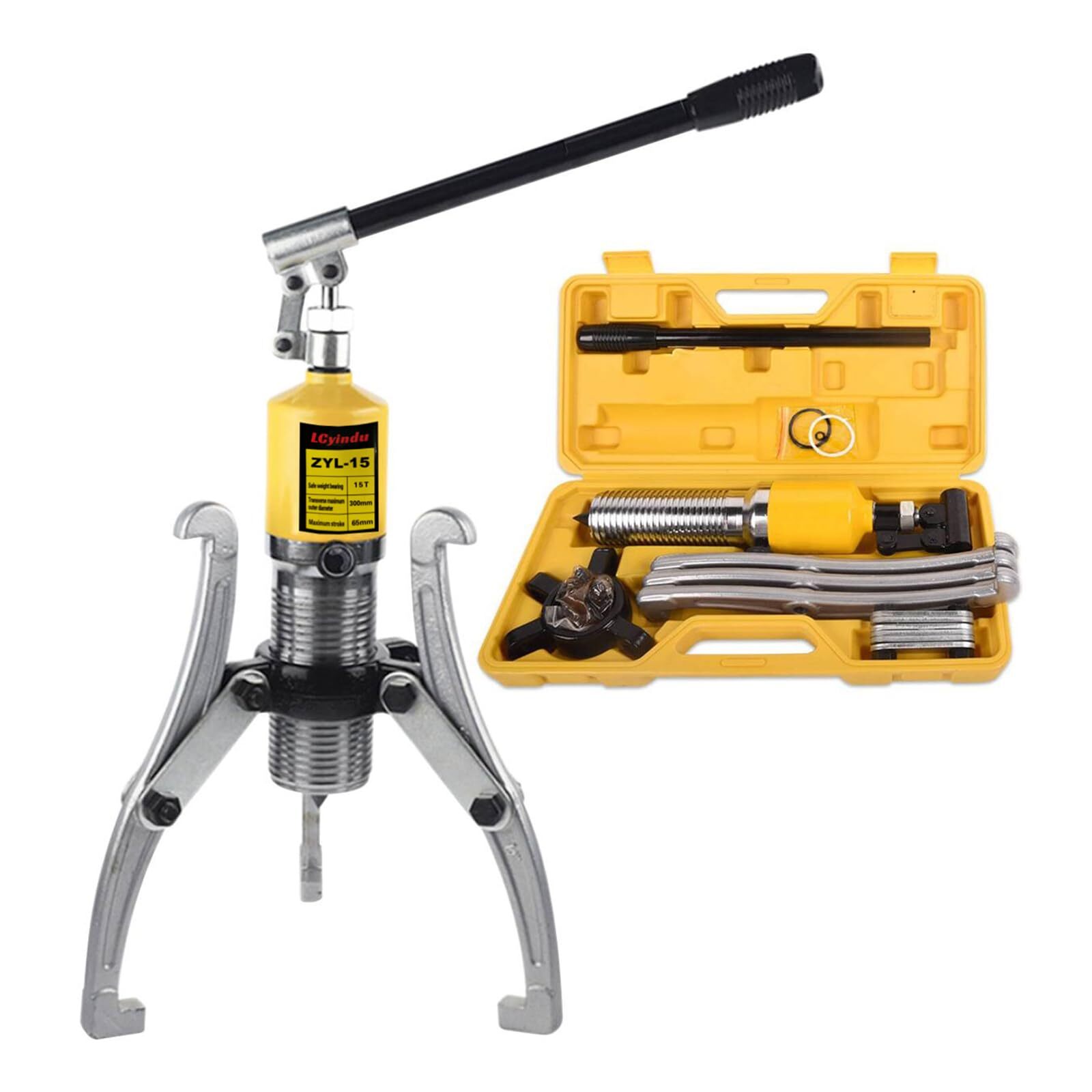 15T Hydraulic Gear Puller Bearing Puller w/2/3 Jaws Heavy Duty Hydraulic Puller