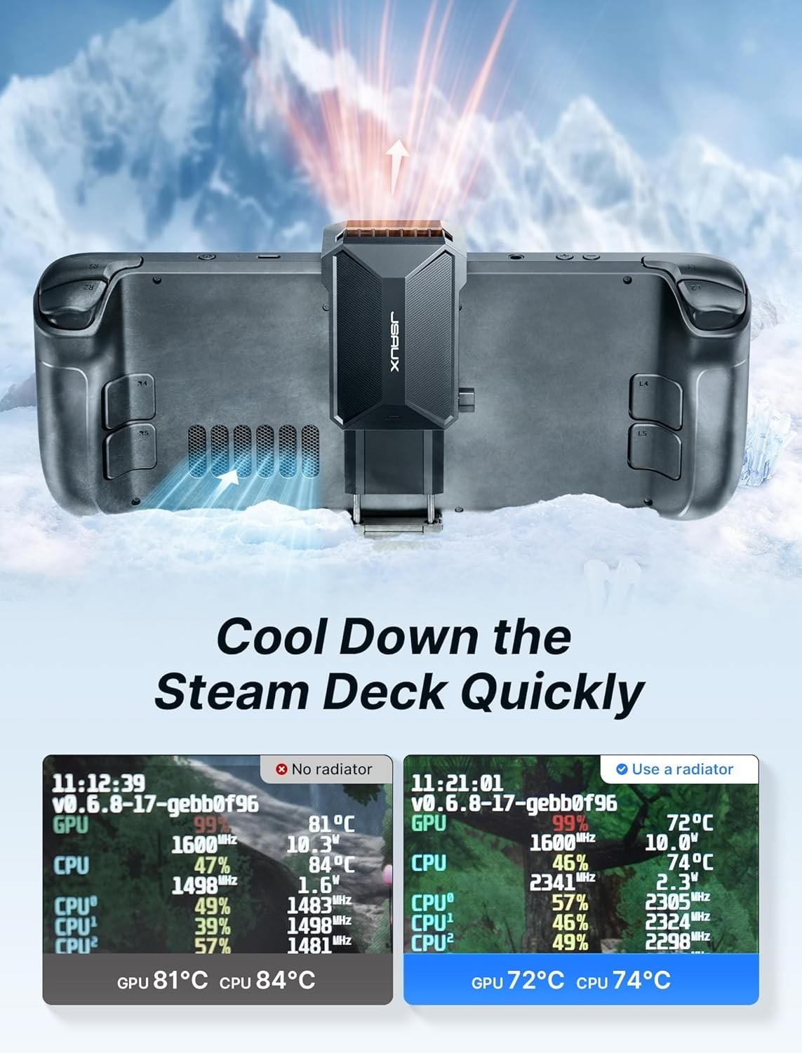 Cooling Fan for Steam Deck&OLED, Cool Down Accessories for Steam Deck OLED, C...