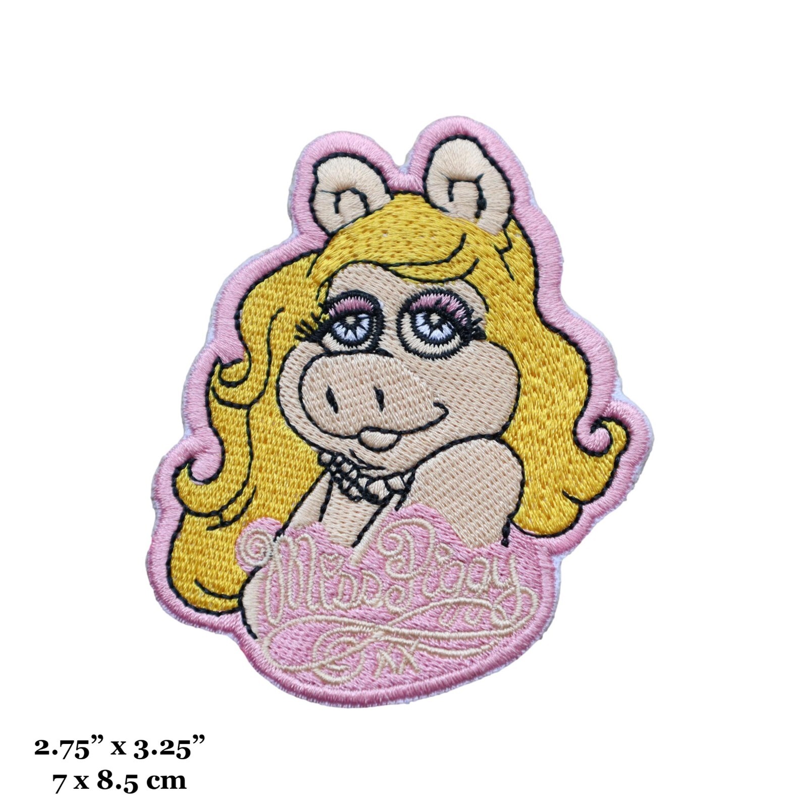 Miss Piggy Muppet Character Face Embroidered Iron On Patch