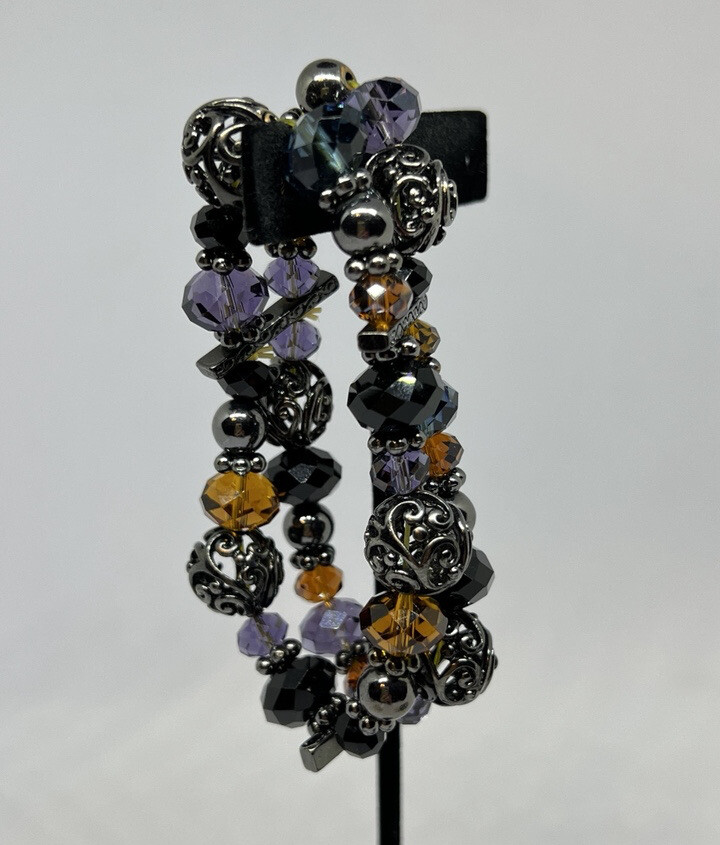 Faceted Glass Beads Multi-Row Bracelet X 2