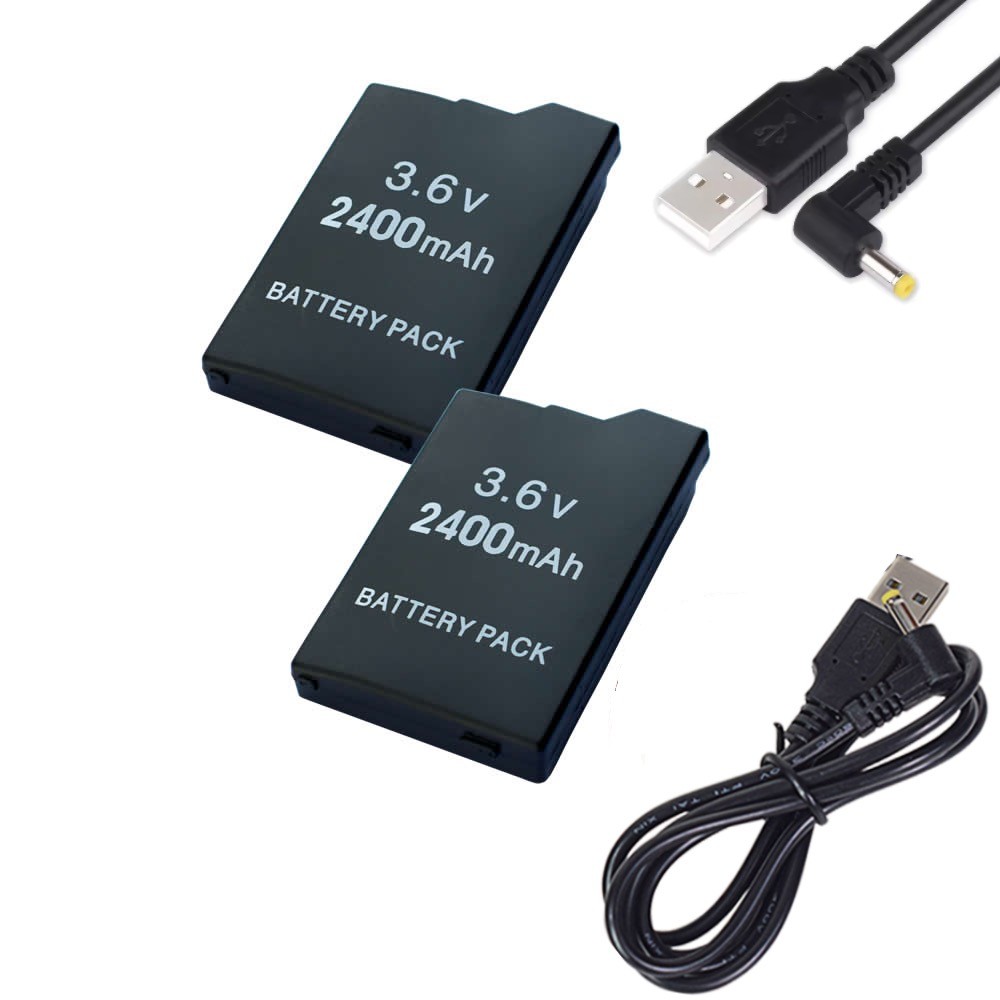 3.6V Battery 2Pack+USB Power Charger Cable FOR PSP 2000 2001 Slim 3000 3001 Lite