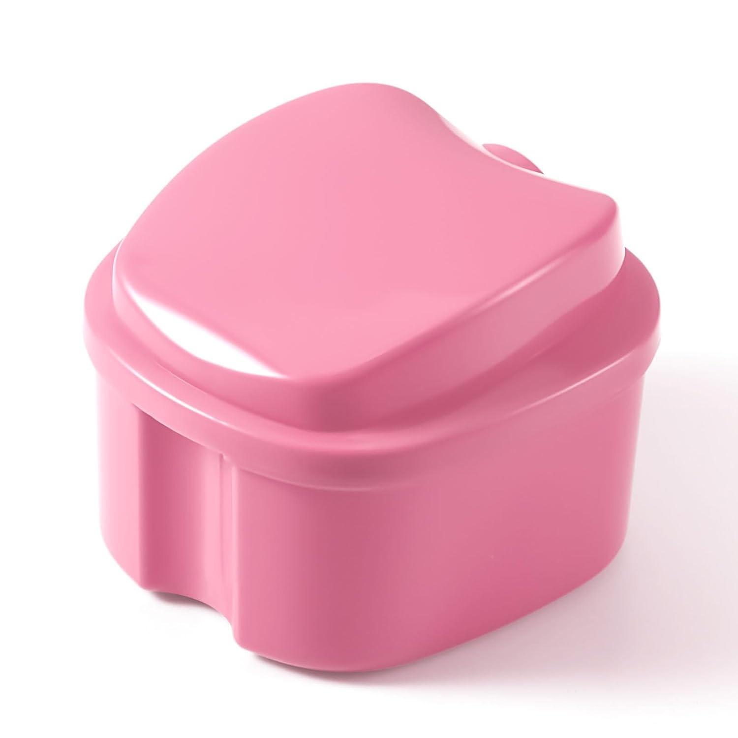 Compact Denture Bath Cup with Built-in Strainer for Effortless Hygiene – Pink