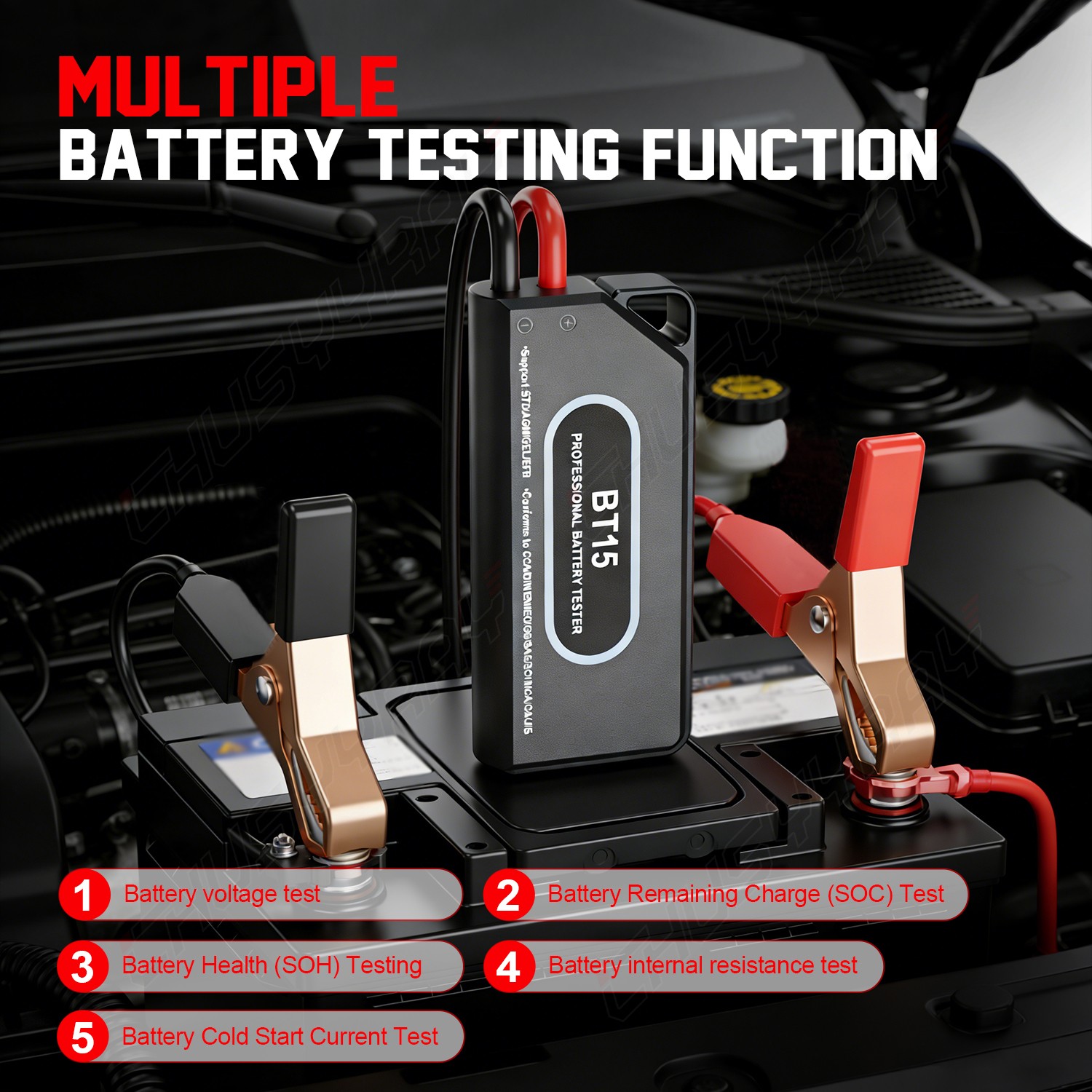 Wireless BT15 Battery analyzer with App for 12V Auto Batteries, Bluetooth 5.1