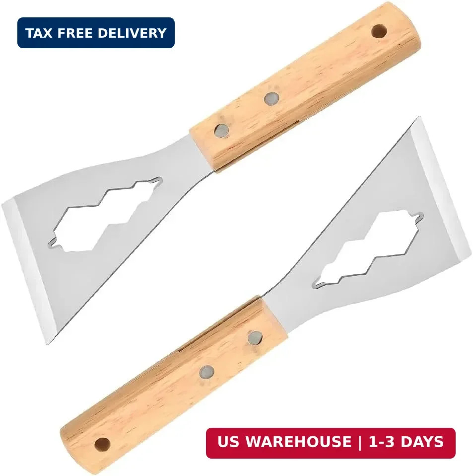 Ouliget Paint Scraper Tool,Stainless Steel Stiff Putty Scraper with Wood Handle,