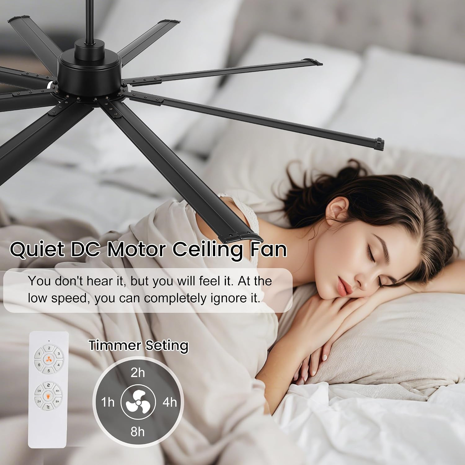 72" Ceiling Fan No Light, Reversible DC Motor, 6 Speed Remote Control, Industria