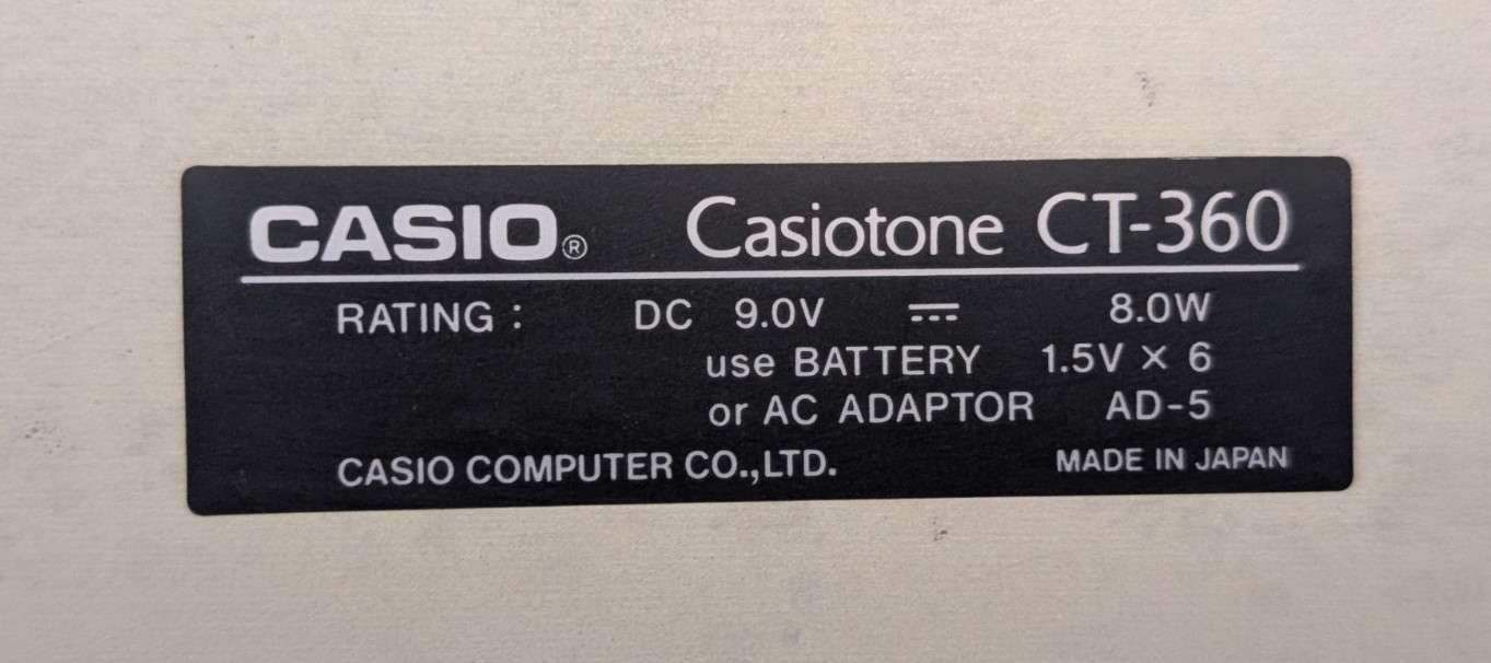 Casio Casiotone CT-360 Electric Keyboard & Adapter Tested and Working