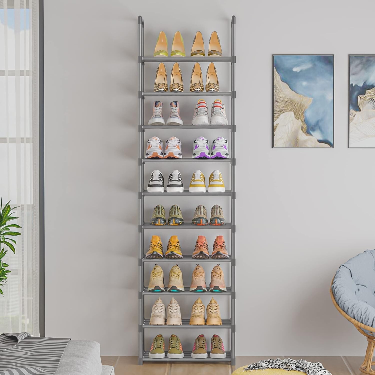 Adjustable and Stackable Shoe Organizer Shelf - Efficient Shoe Storage Solution