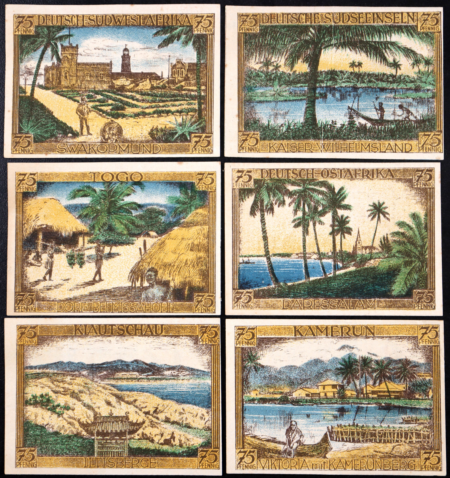 BERLIN 1921 "German Colonies" Togo Cameroon Deutsch-Ostafrika Kiautschau Notgeld