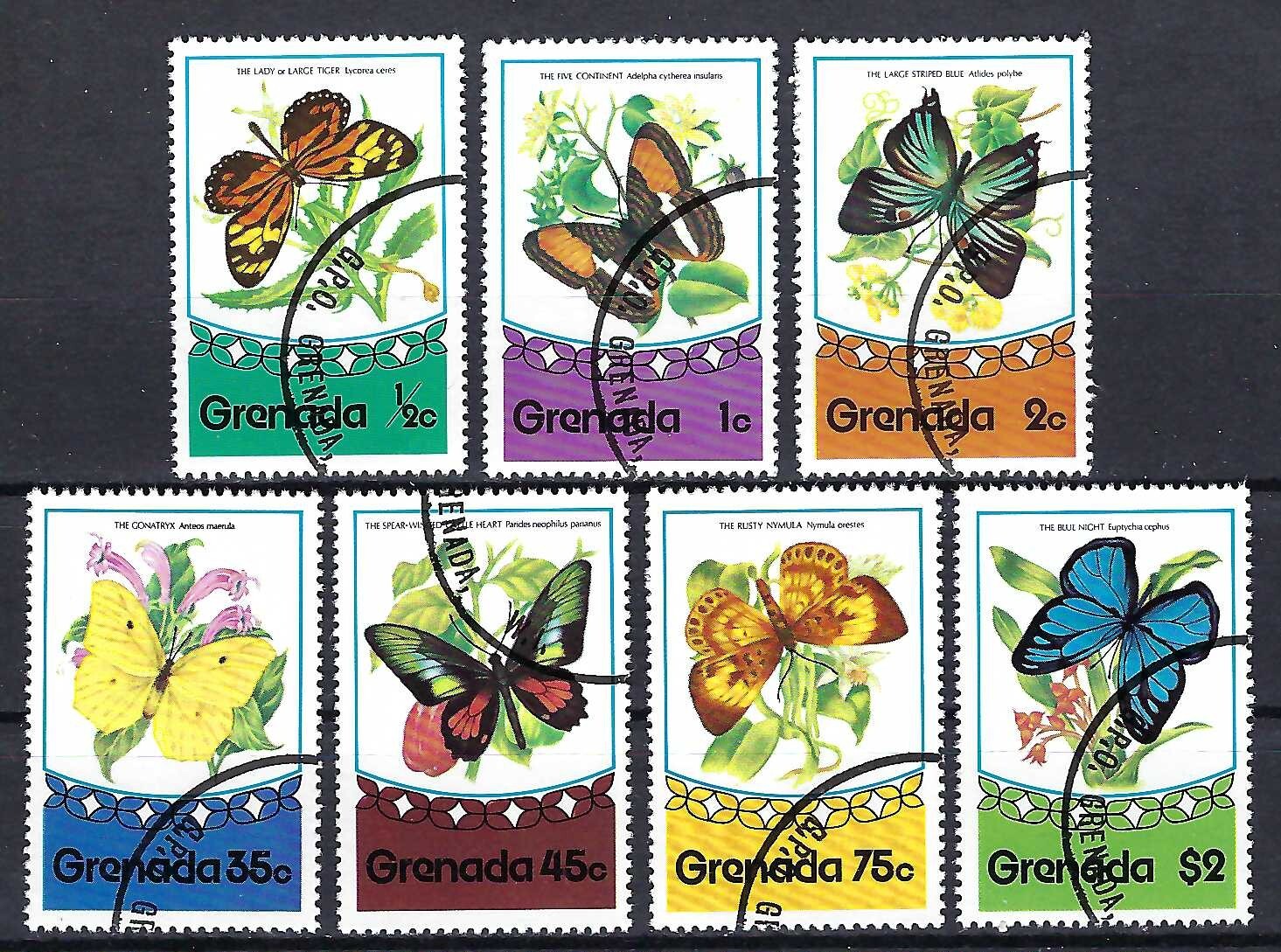 Grenada  1975 7v. CTO NH Butterflies Insects Fauna Flowers