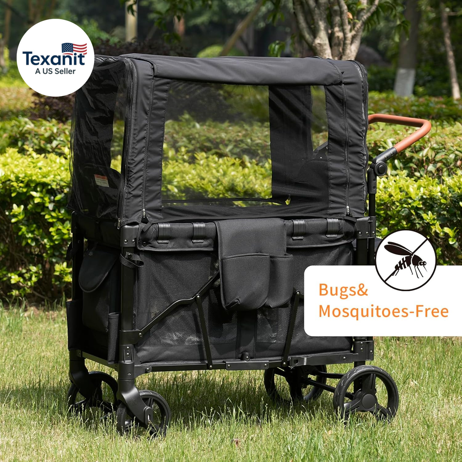 Full Coverage Wagon Canopy Customized for Wonderfold W4 Luxe Elite, Water-Resist