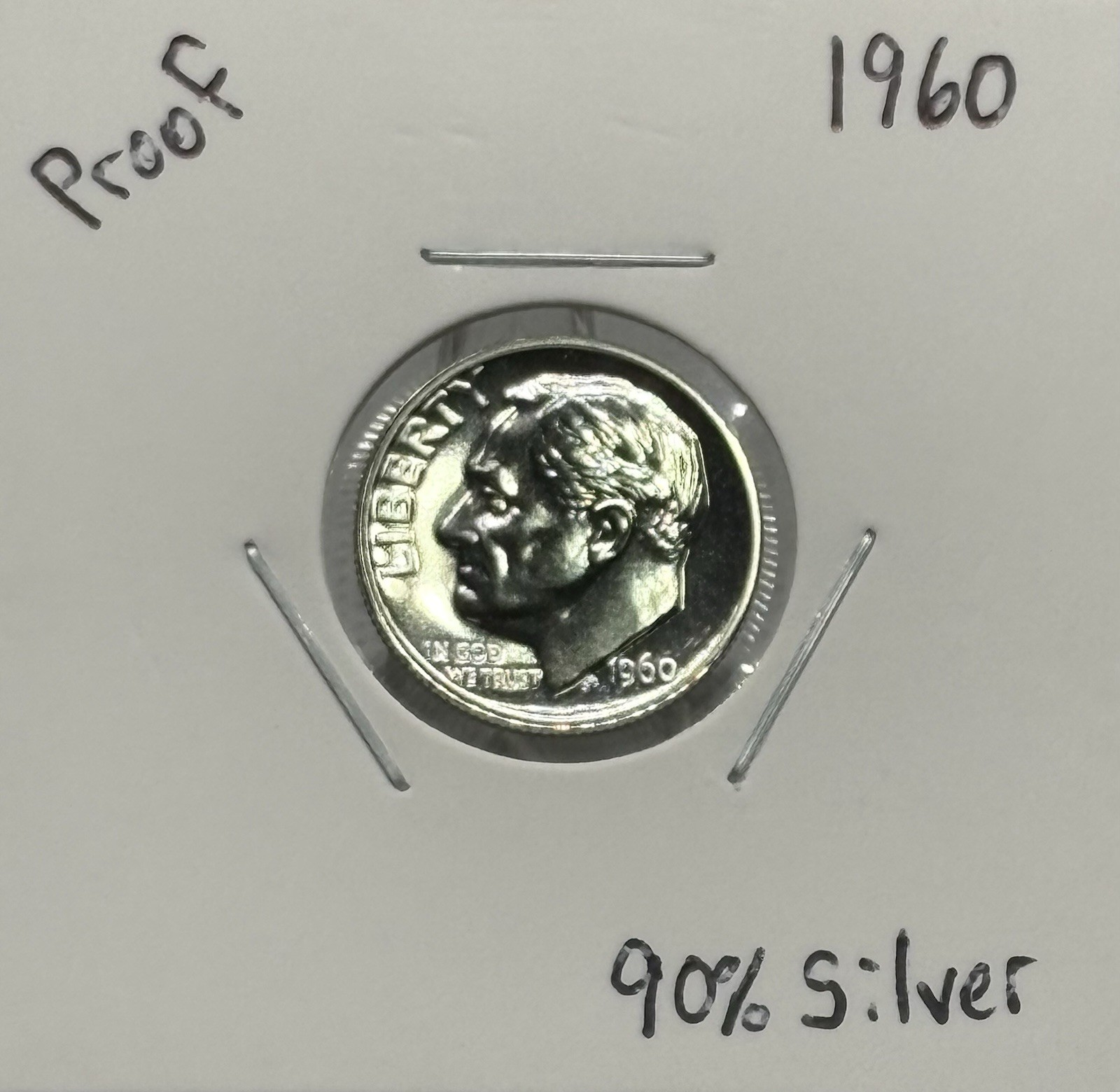 1960 Proof Roosevelt Dime, 90% Silver, Extremely Low Mintage, Very Nice! 🔥