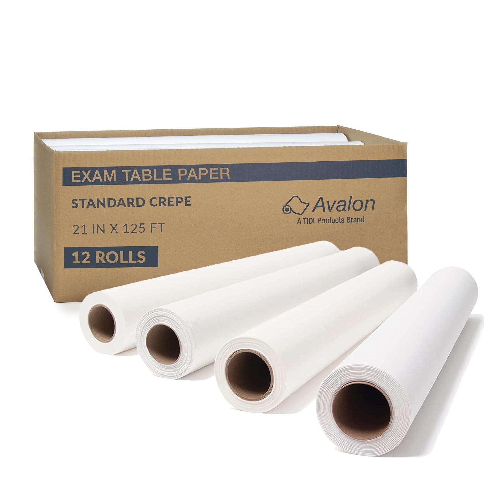 TIDI 617 Medical Exam Paper Roll 21inx125ft White Pack 12