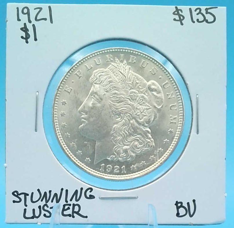 1921 90% Silver Morgan Dollar Brilliant Uncirculated