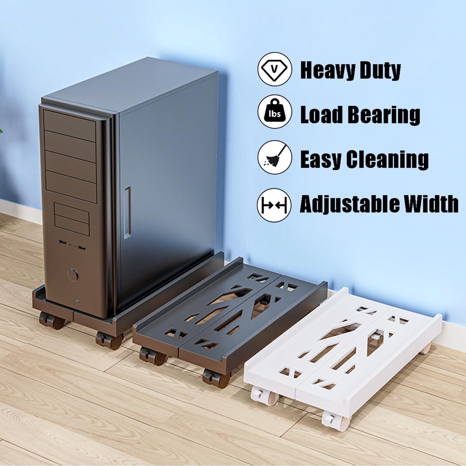 Adjustable Computer Tower Stand, PC Stand Mobile CPU Stand with 4 Rolling Caster
