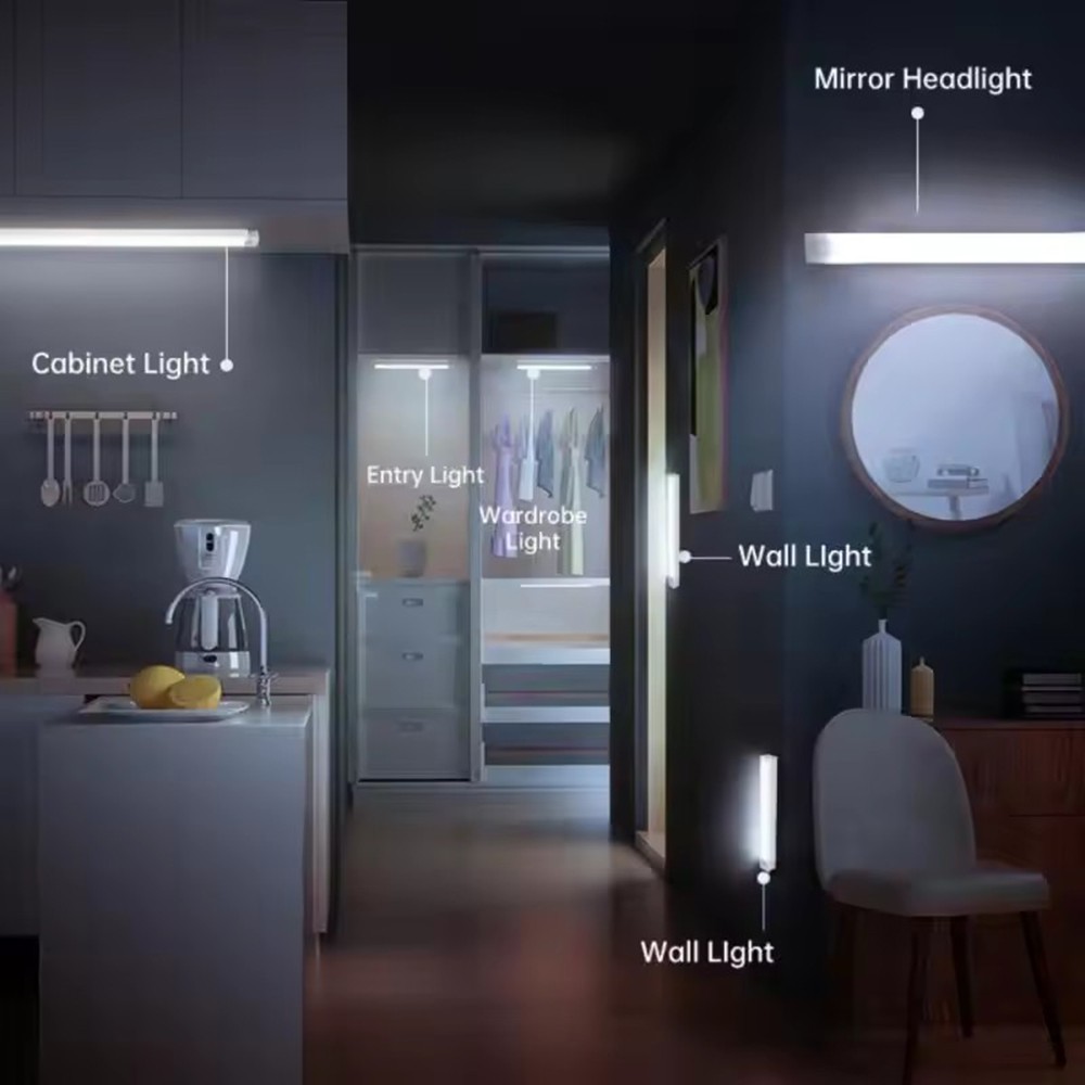 8-Pack LED Under Cabinet Lights, Rechargeable Motion Sensor, 3 Color Dimmable