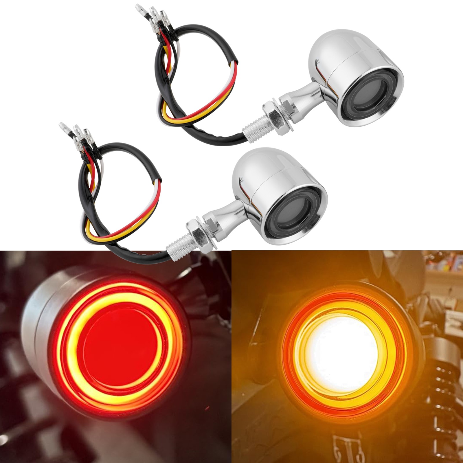 Chrome LED Bullet Blinker Turn Signal Brake Light For Honda Rebel CMX250 300 500