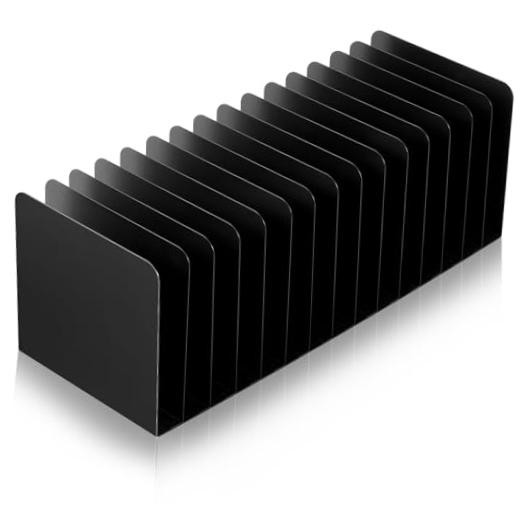 Metal Desktop File Organizer, 15 15 Compartments(16") Black Rectangle