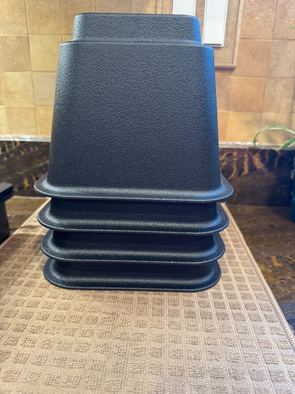 Set of 4 Black Bed Risers 6” H x 7 1/2” W Durable Heavy Duty Construction