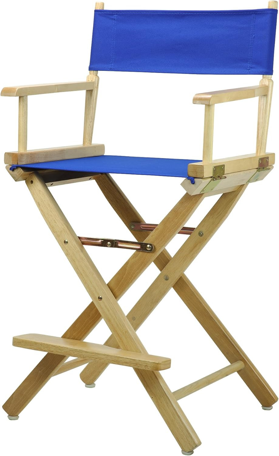 24" Director'S Chair Natural Frame with Royal Blue Canvas, Counter Height