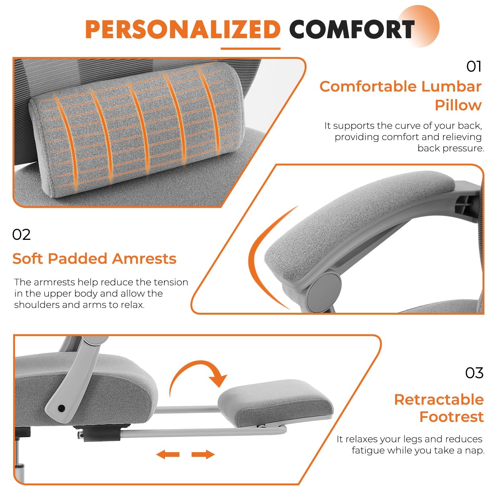 Office Computer Desk Chair with Footrest,Ergonomic High-Back Mesh Rolling Wor...