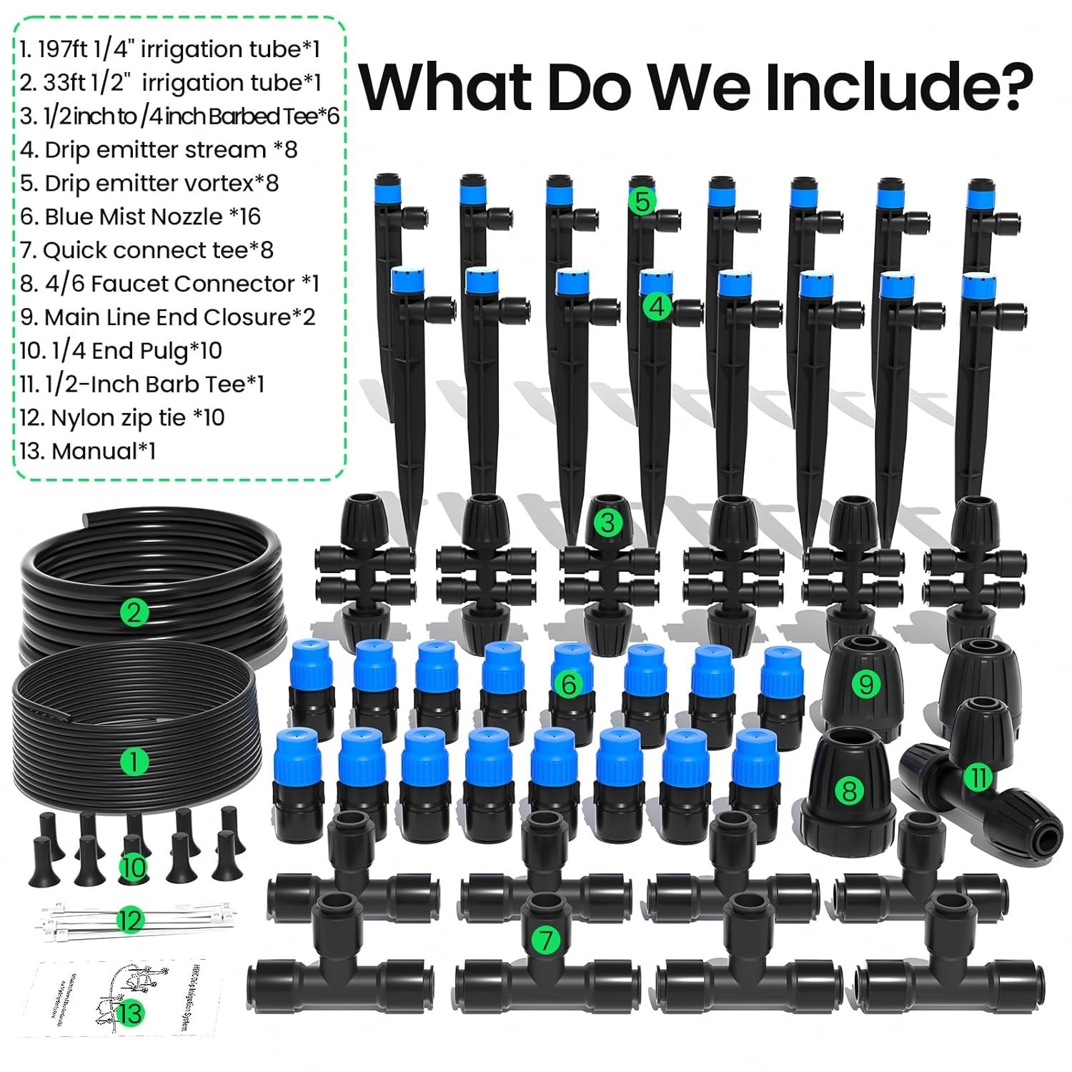 230FT Quick-Connect Drip Irrigation System Kit, Automatic Garden Watering Sys...
