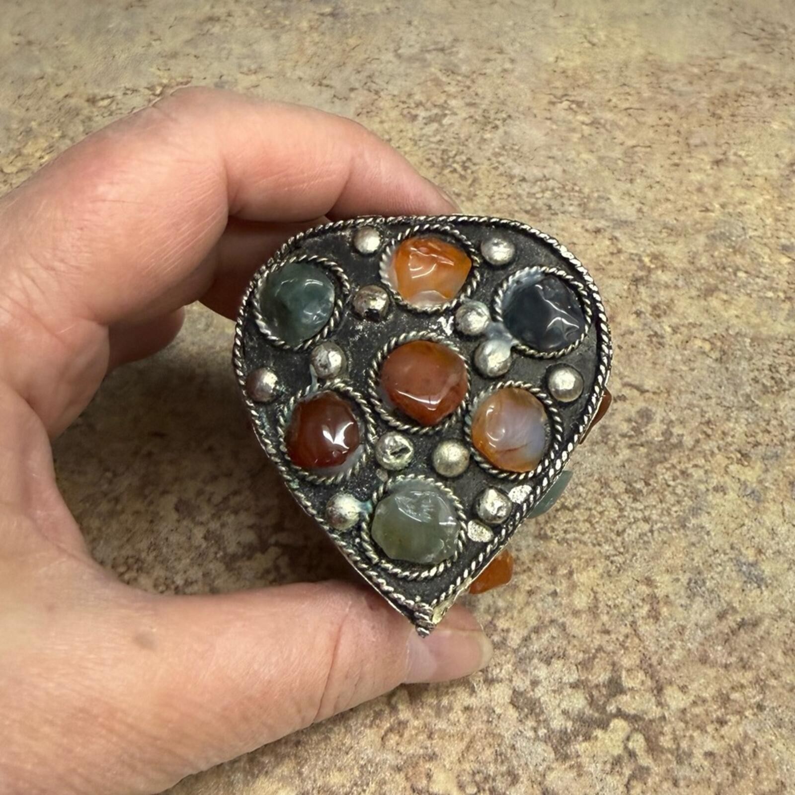 Vintage Moroccan Moorish handmade Sajai jewelry box