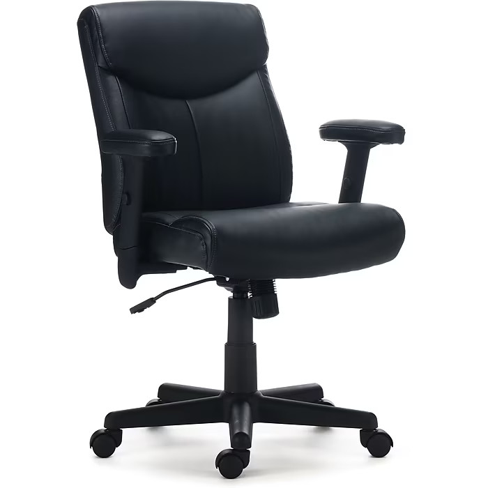 Staples Traymore Ergonomic Faux Leather Swivel Computer and Desk Chair,Black