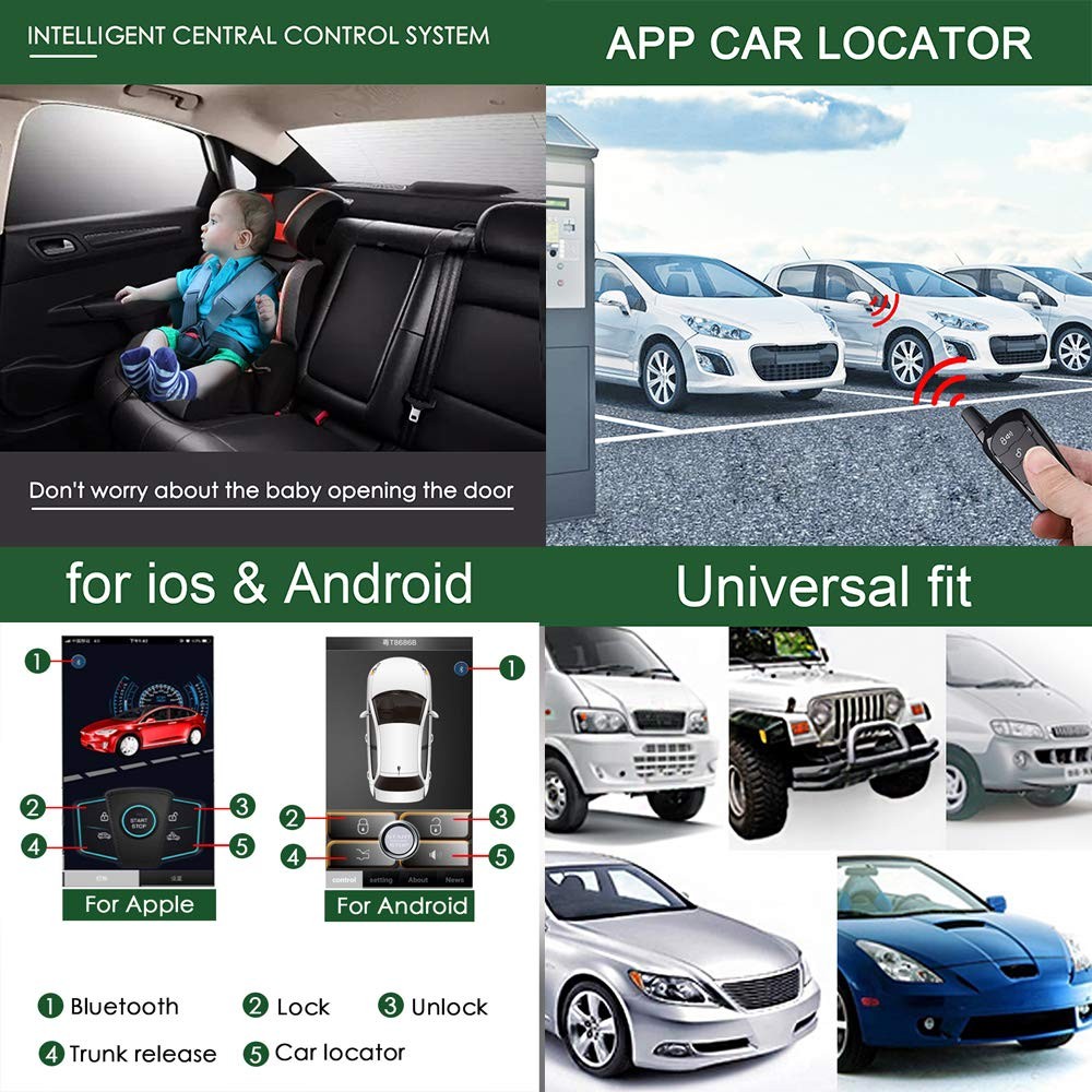 Universal Car Alarm Remote Engine Start Kits One Key Remote Engine Start for ...