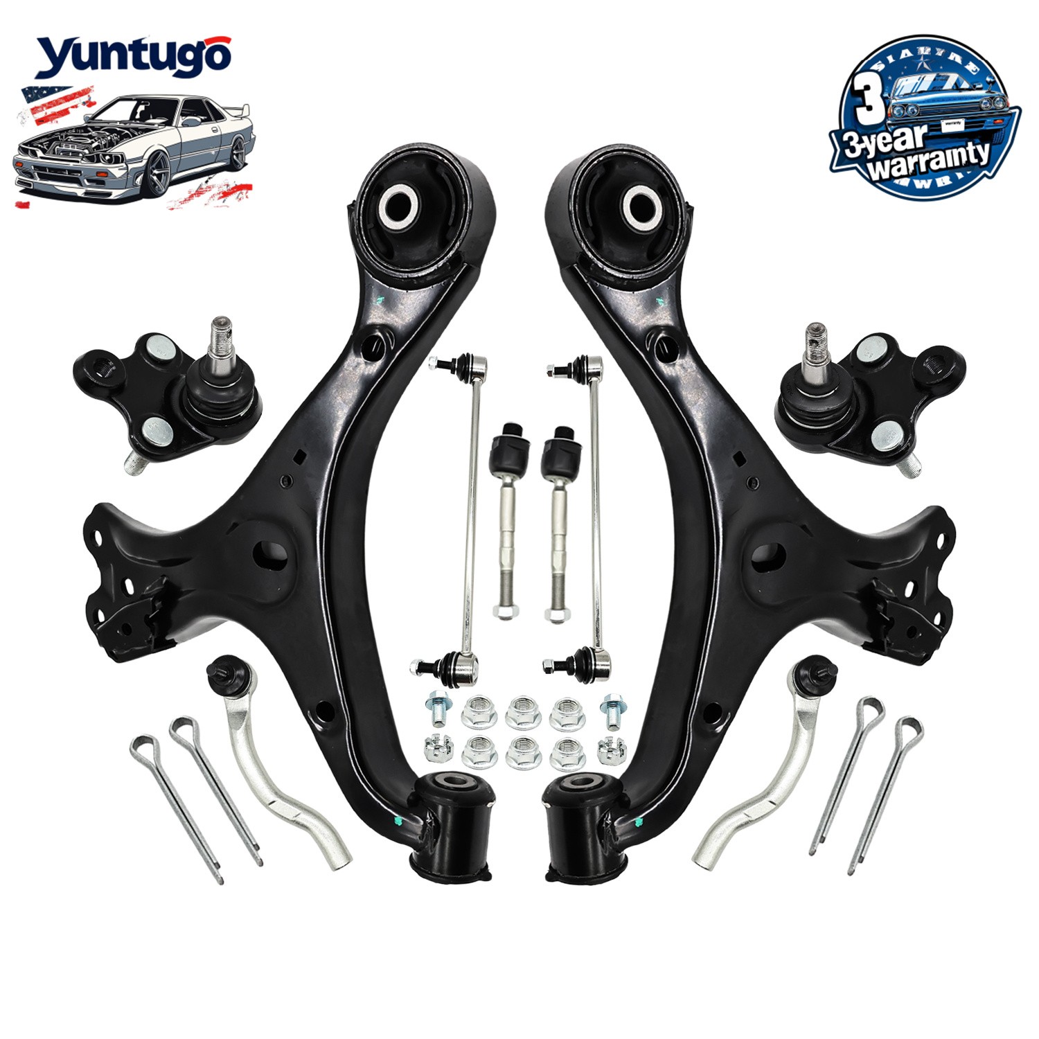 Front Lower Control Arms w/ Ball Joint Sway Bars For 2012-2015 Honda Civic 1.8L
