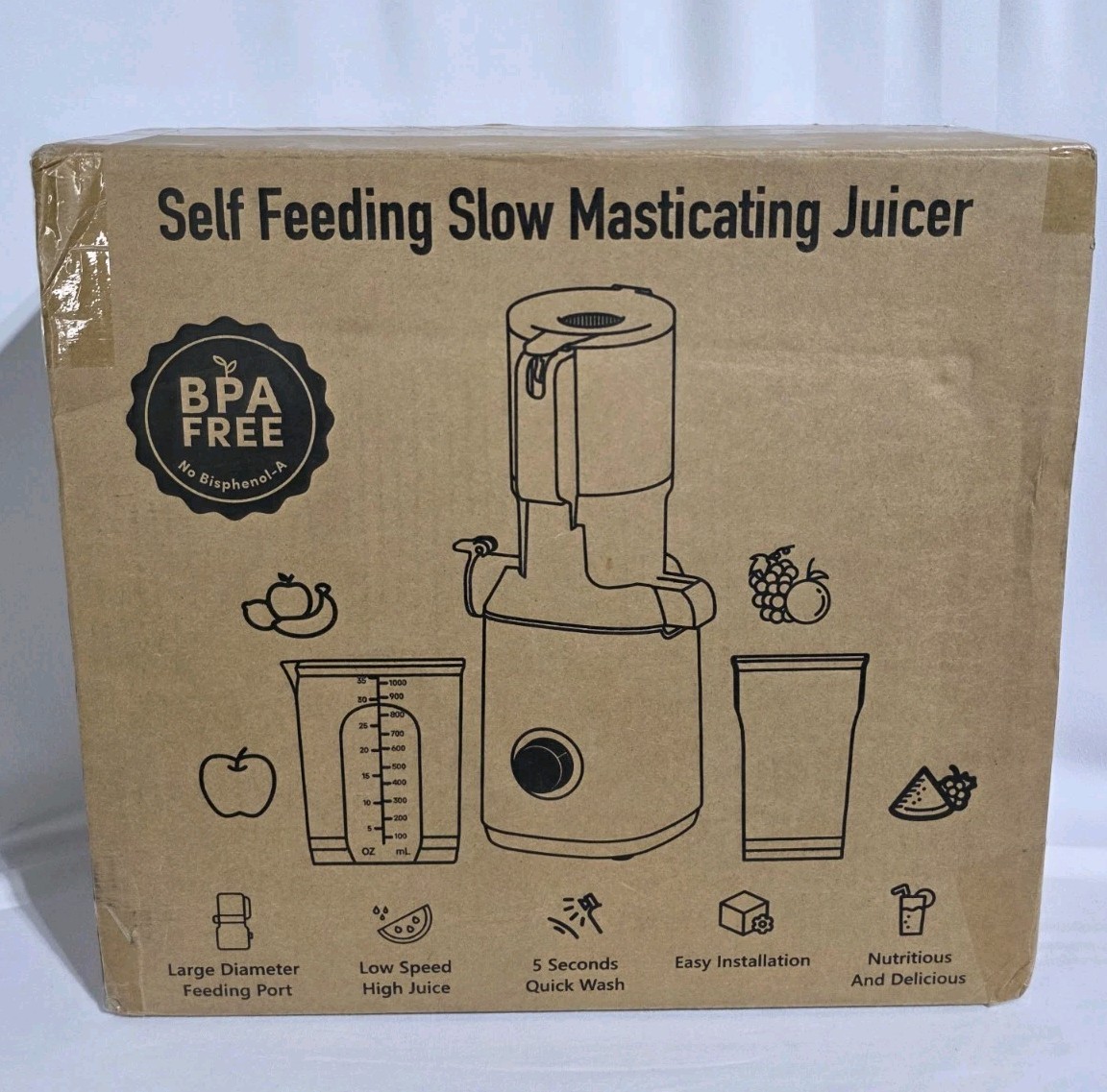 JoyBear Self Feeding Slow Masticating Juicer Cold Press SJ-045C NEW