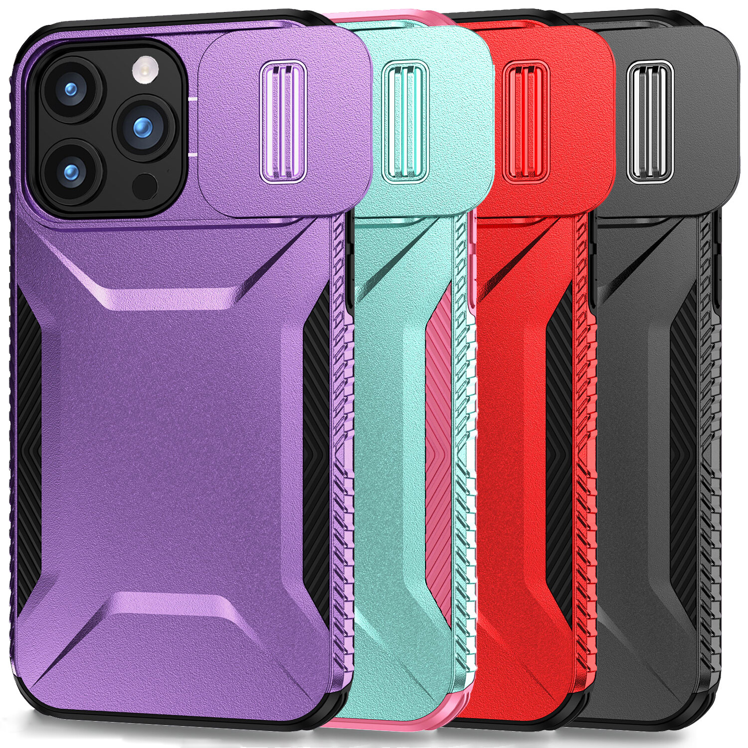 Hybrid Case with Slide Camera Cover for iPhone 15 iPhone 14 Plus 13 Pro Max