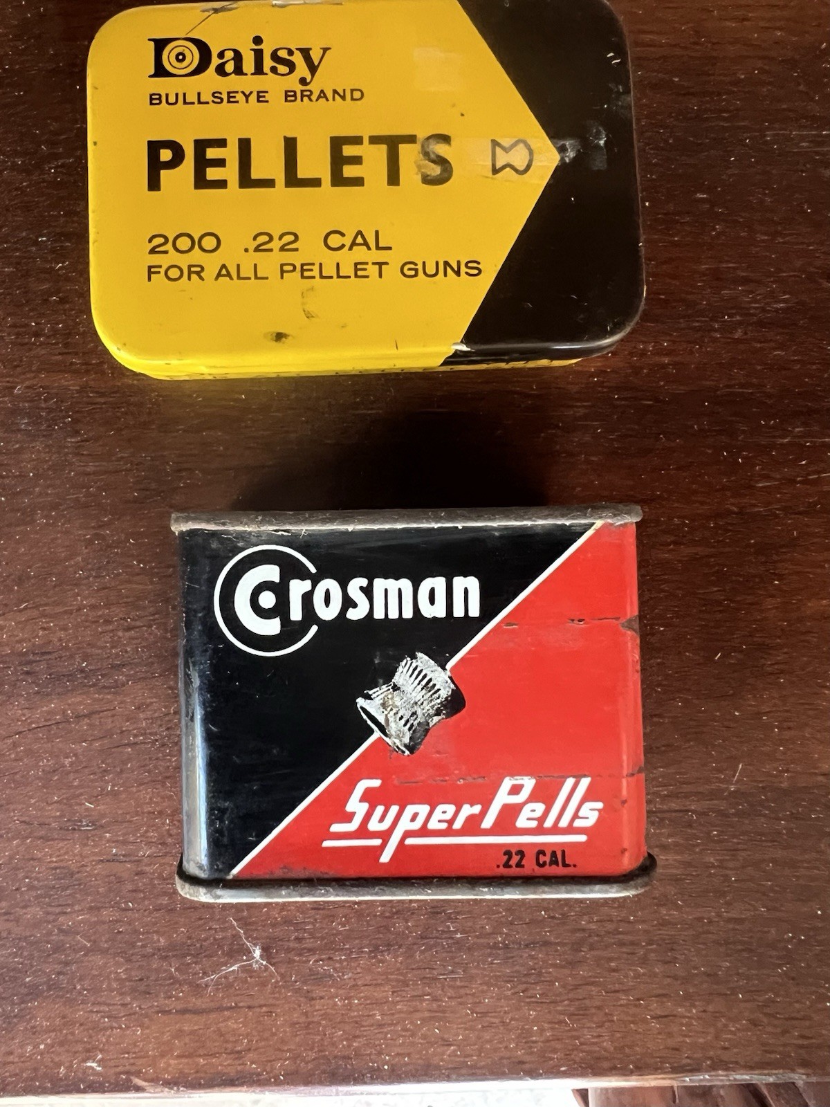 2 Vintage PELLET GUN Tins - DAISY & CROSSMAN ( Daisy still has pellets)