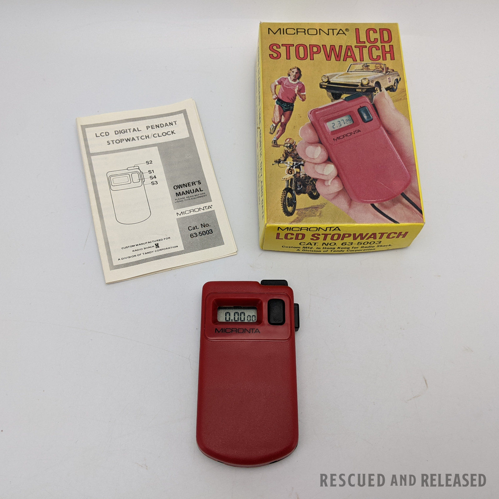 !WORKING! Vintage 80s Radio Shack Micronta LCD Digital Pendant Stopwatch/Clock