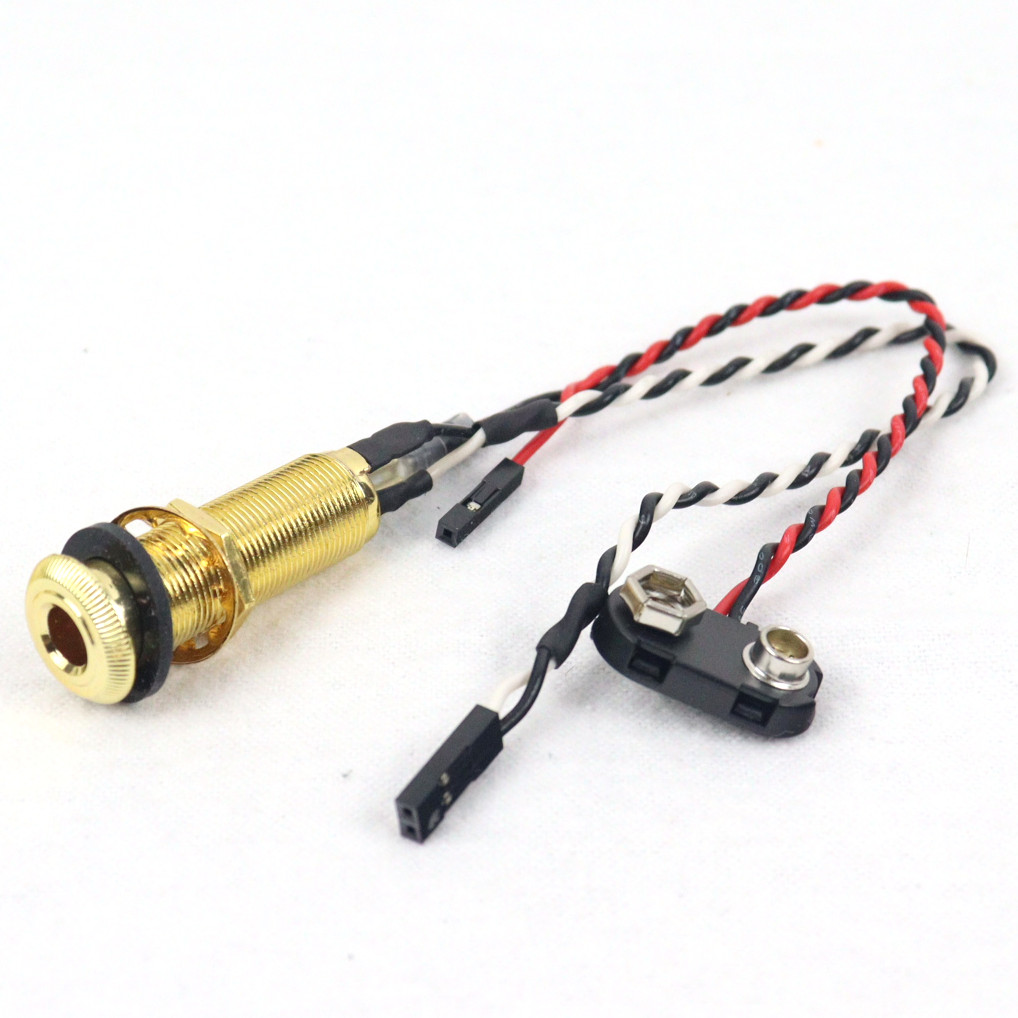 Gold Long Barrel Solderless Stereo Output Jack for EMG Pre-Wired