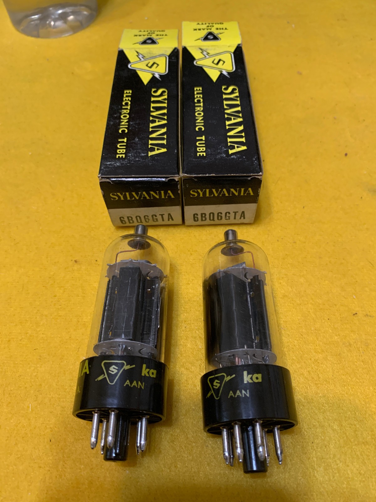 Matched Pair Sylvania 6BQ6GTA Tubes Black Plates Copper Posts D Getter NOS/NIB