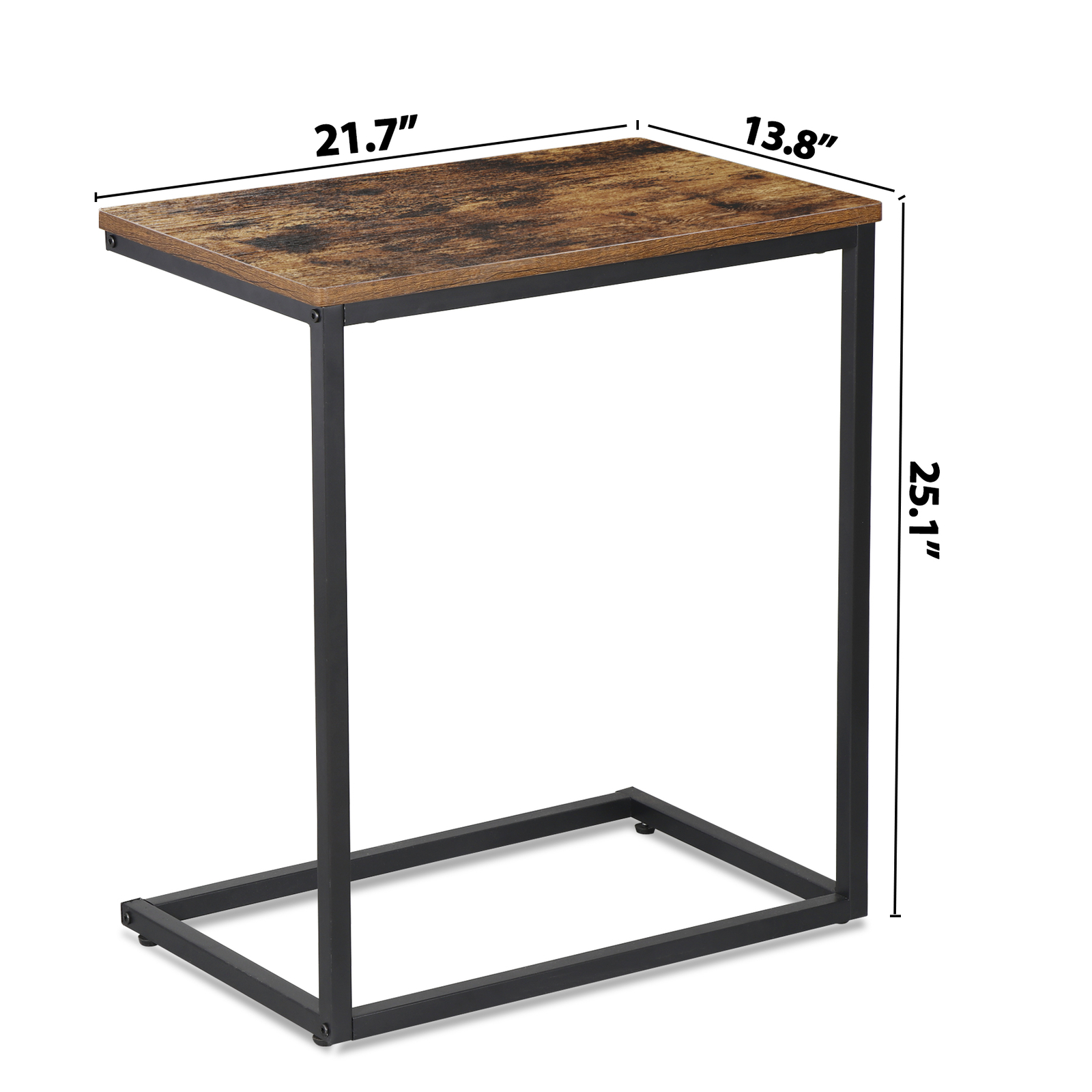 C Shaped End Table Small Side Couch Sofa Table with Metal Frame for Living Room