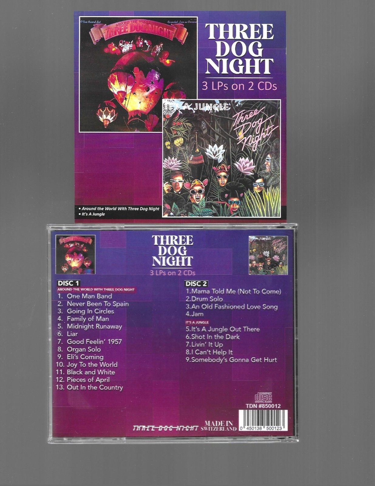 THREE DOG NIGHT-AROUND THE WORLD LIVE/IT'S A JUNGLE 3 LPS ON 2 CDS