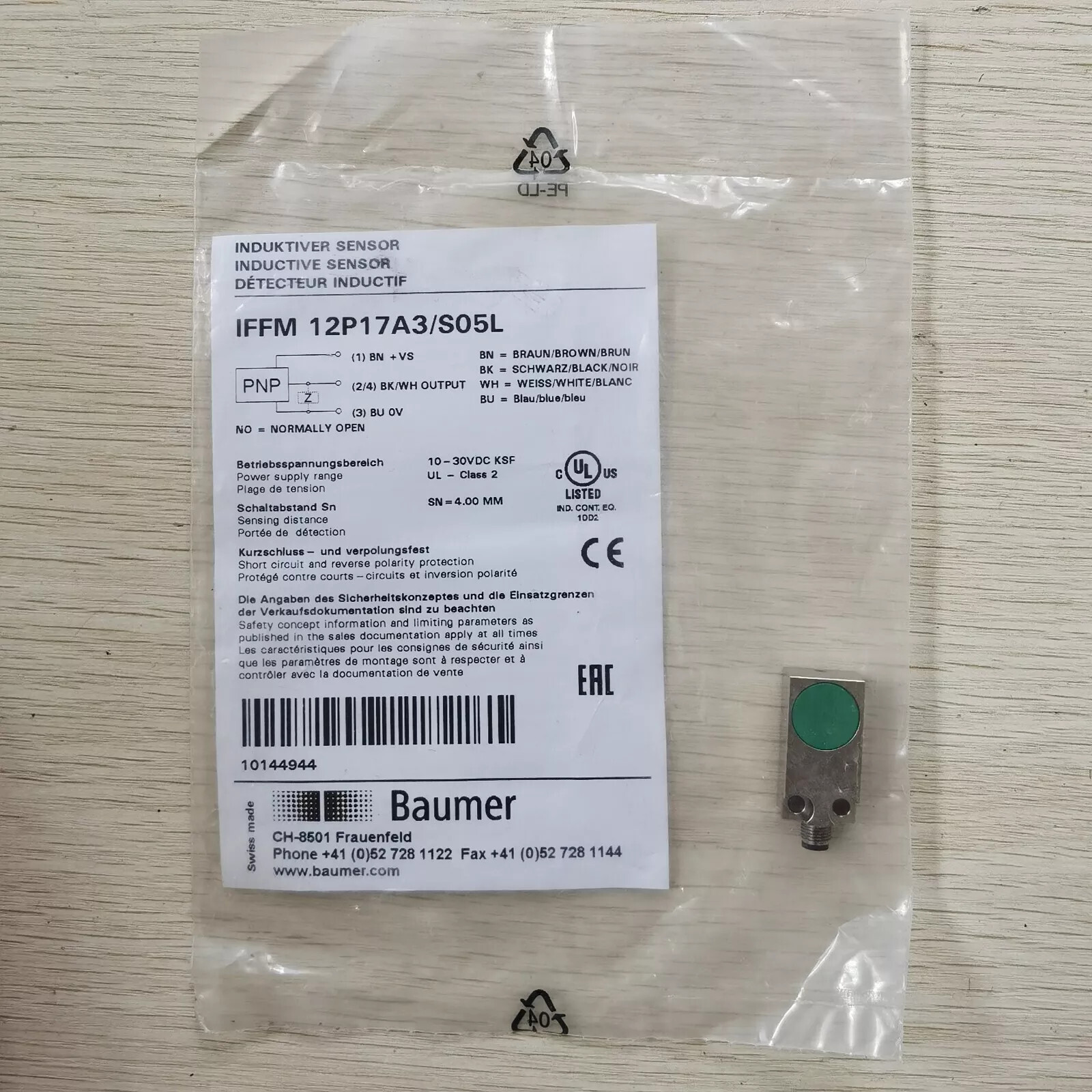 Baumer  IFFM 12P17A3/S05L 10144944 sensor