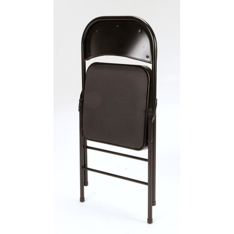 Padded Folding Chair Heavy Duty Indoor Use Non-Slip Leg Tips Easy Storage Black