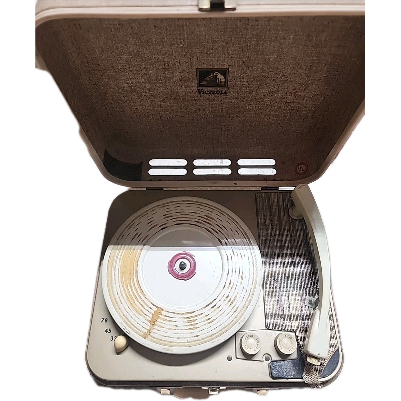 Vintage RCA Victor Victrola Portable Record Player Turntable 💔 DaMaGEd