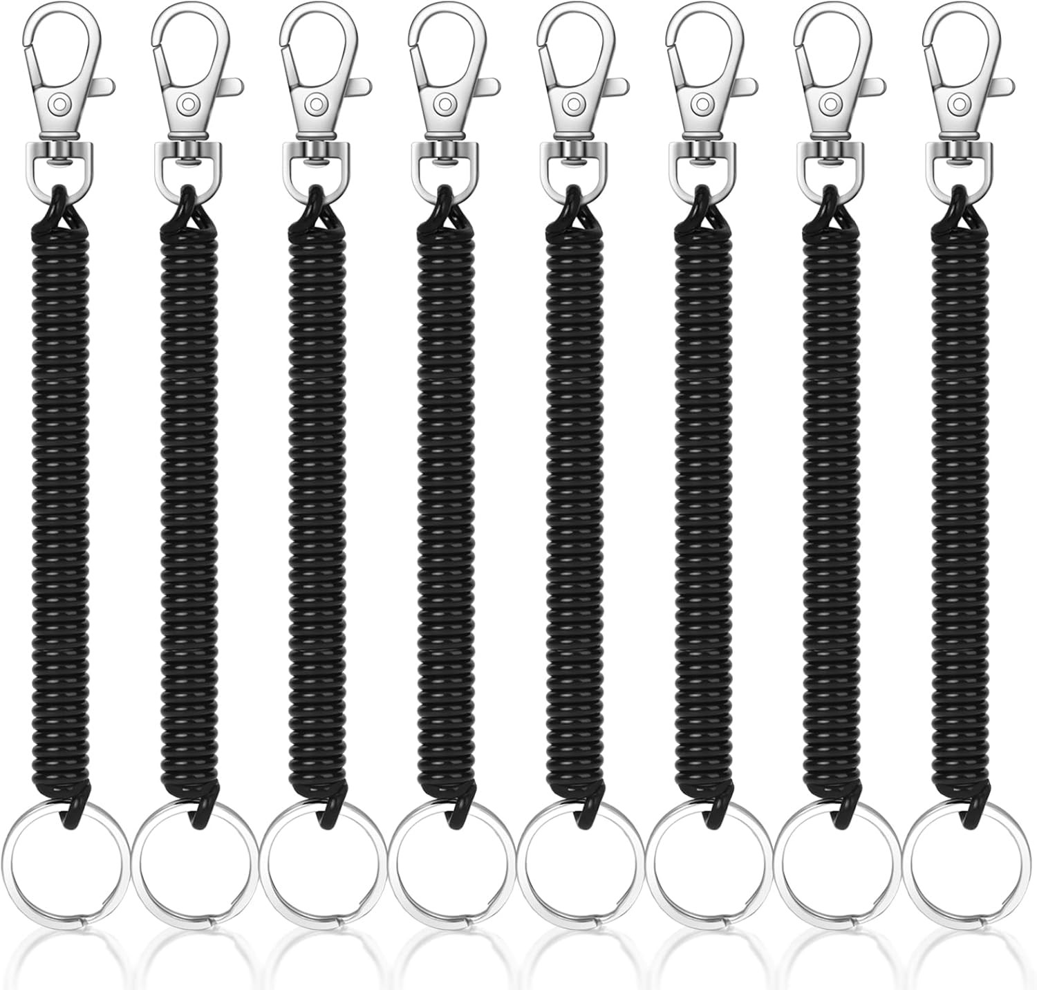8PCS Retractable Coil Spring Keychain Spiral Cord Coil Keychain Holder Cell Phon