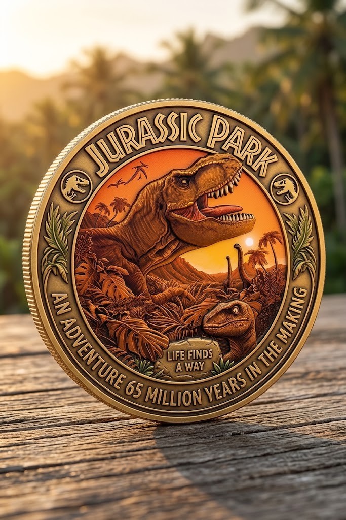 New Jurassic Park T-Rex Commemorative Coin Life Finds A Way Gift For Fans  NO340