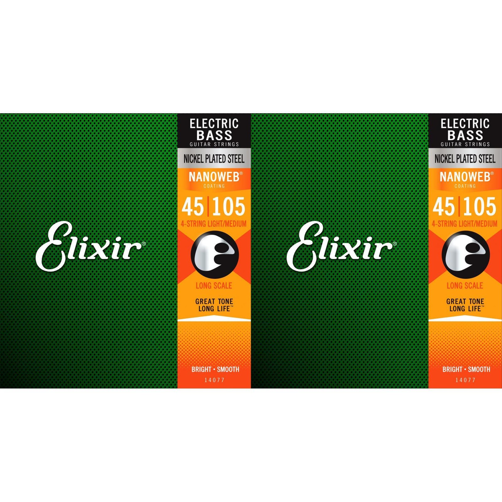 Elixir Strings 14077 Nanoweb Electric Bass Guitar Strings - .045-.105