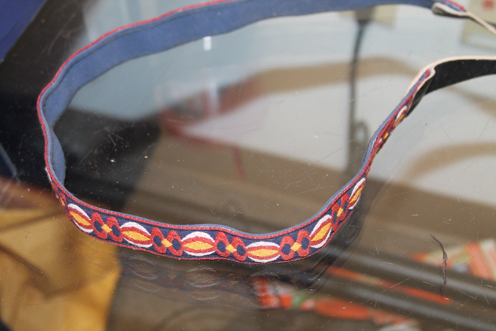 Vintage 1970s Hippe Red Orange Yellow Pattern Adjustable Hippie Camera Strap