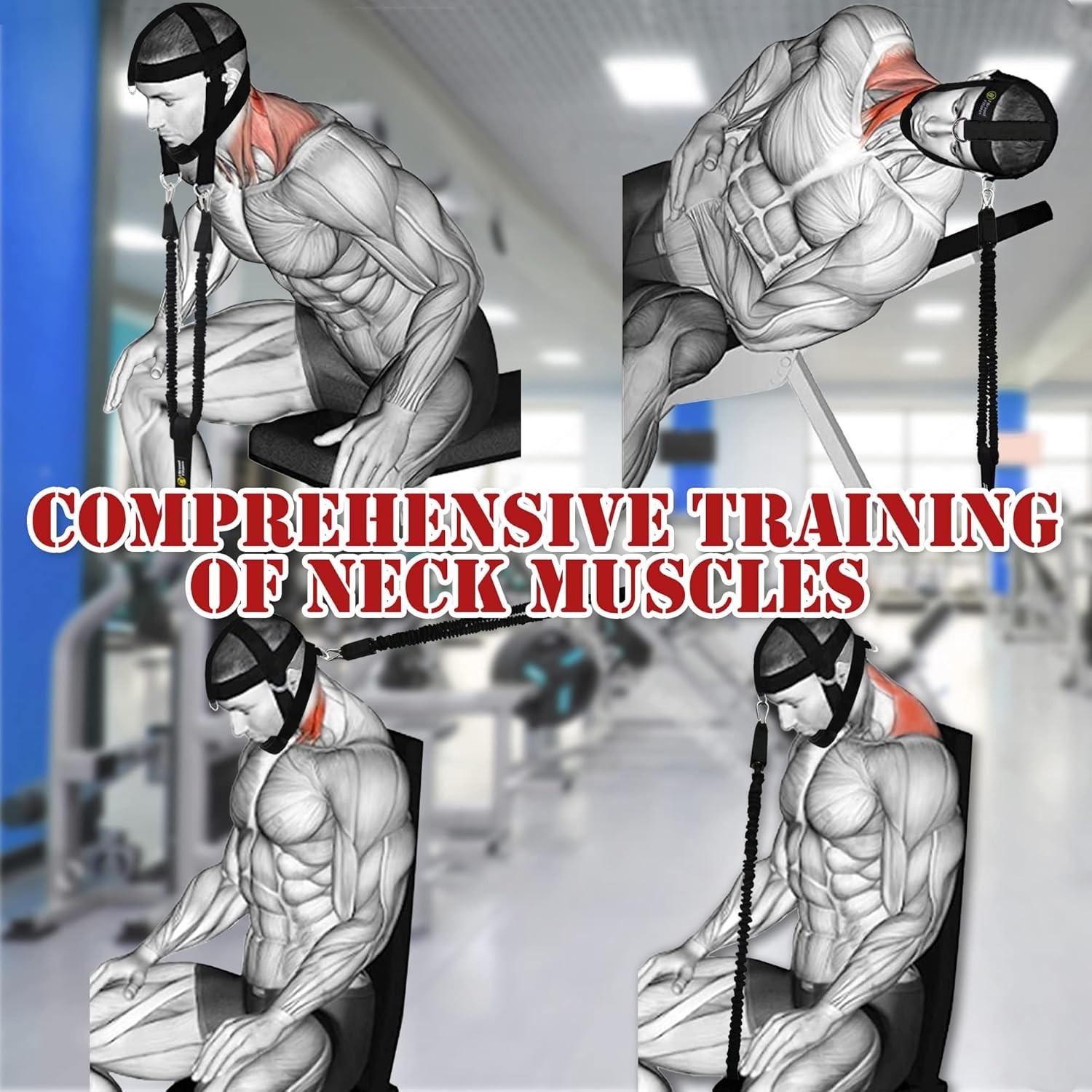 J Bryant Neck Harness Head - Weight Lifting with Resistance Black-M(20-23)