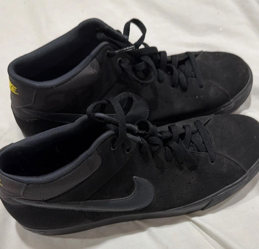 Nike Court Tour  Mid Triple Black Mens Suede Shoes 11.5